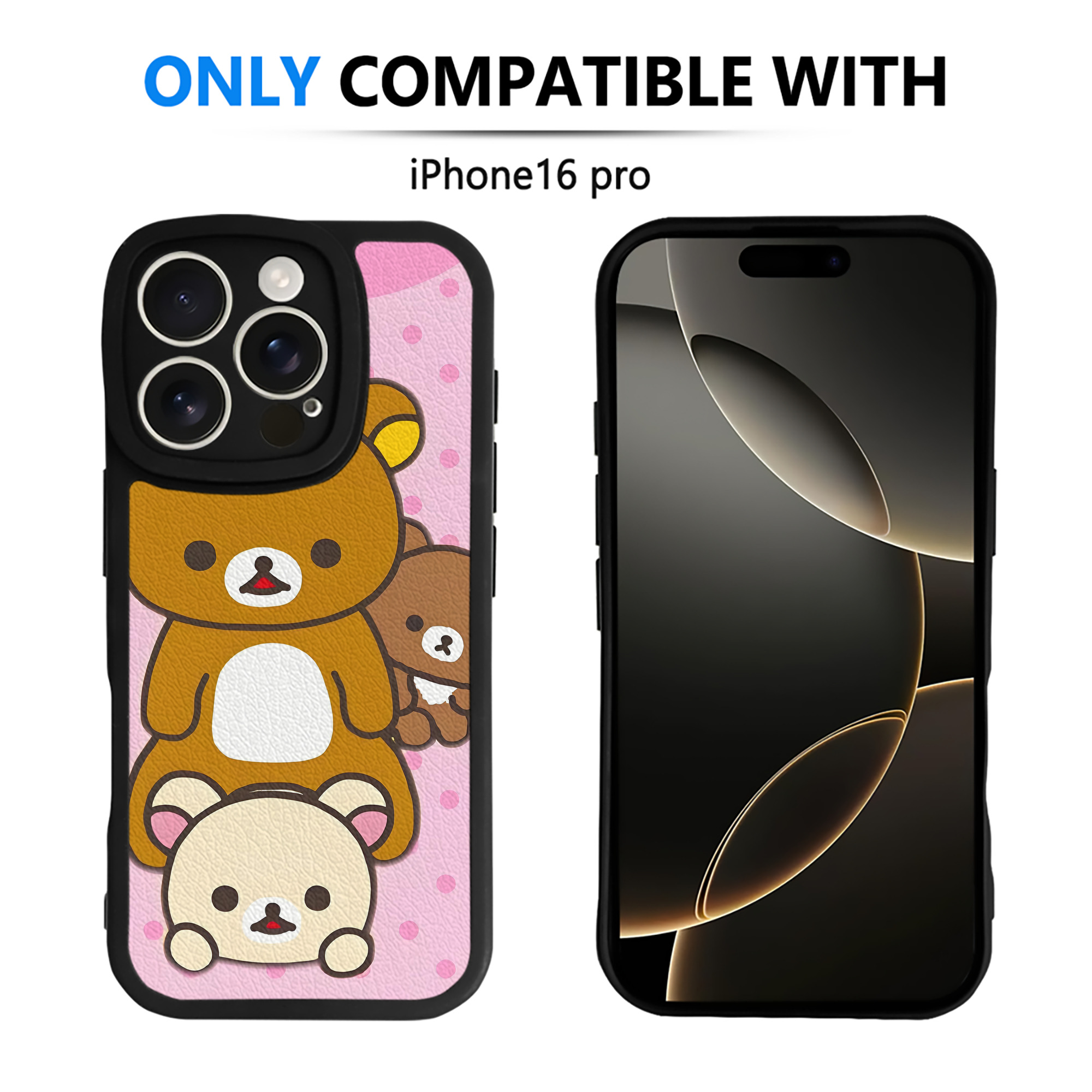 （画像用） リラックマ リラックマ キイロイトリ Rilakkuma Korilakkuma Kiiroitori 【iPhone 16シリーズ対応】シリコンスマホケース（レザー調） 材質：シリコン